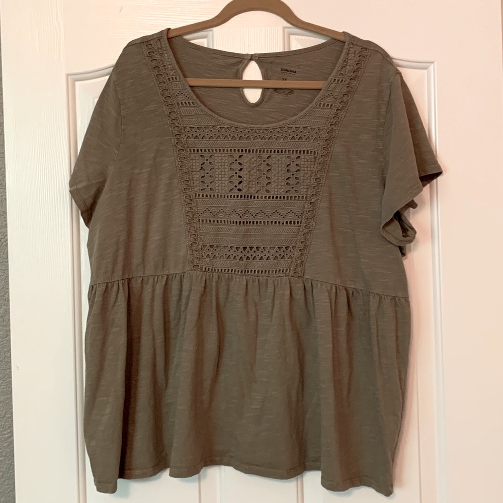 Army Green Tunic with Lace Detail